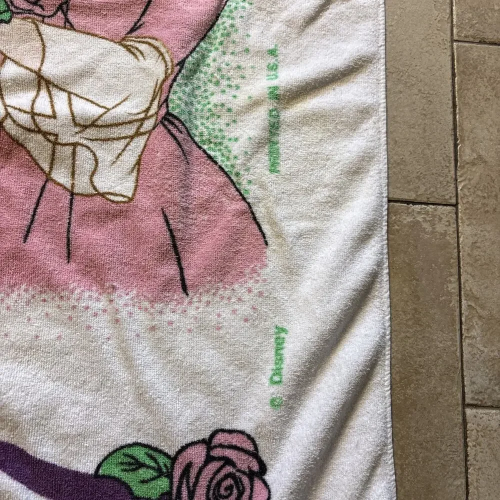 Vtg 90s Disney Beauty and the Beast Beach Towel Franco Belle Beast Rare Kidcore